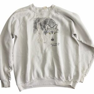 Vintage Wolf Graphic Sweatshirt Size XL Great Smoky Mtns Gatlinburg TN USA